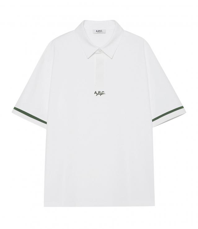 A.P.C golf メンズ　白ポロシャツ A.P.C. GOLF(アーペーセーゴルフ)】 袖ラインポロシャツ