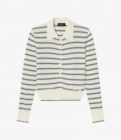 ボーダーポロカーディガン