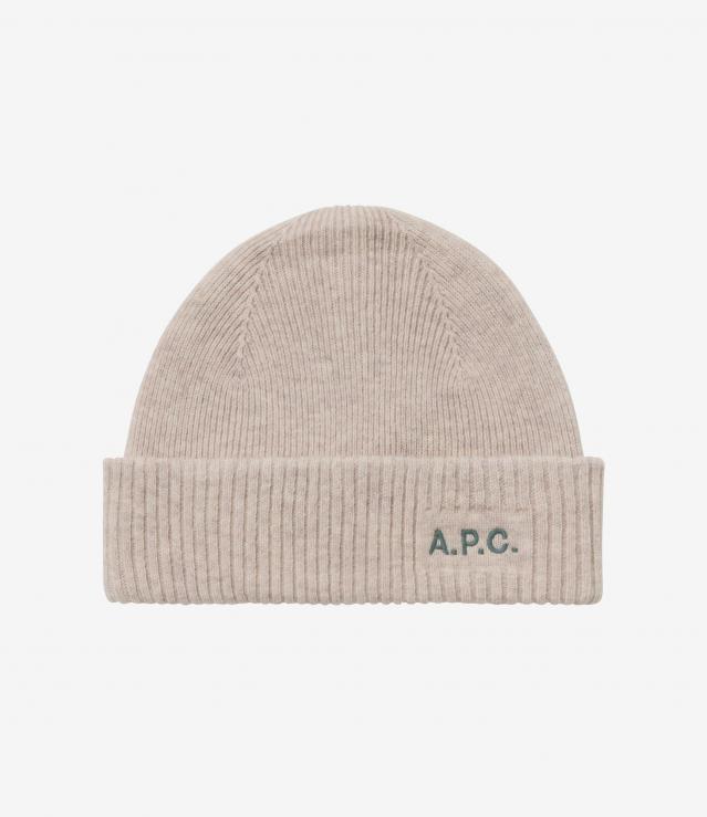 A.P.C. ニット帽　アイボリー　サイズフリー　2023年度　1回のみ使用美品 A.P.C. ニット帽 アイボリー サイズフリー 2023年度 1回のみ使用美品