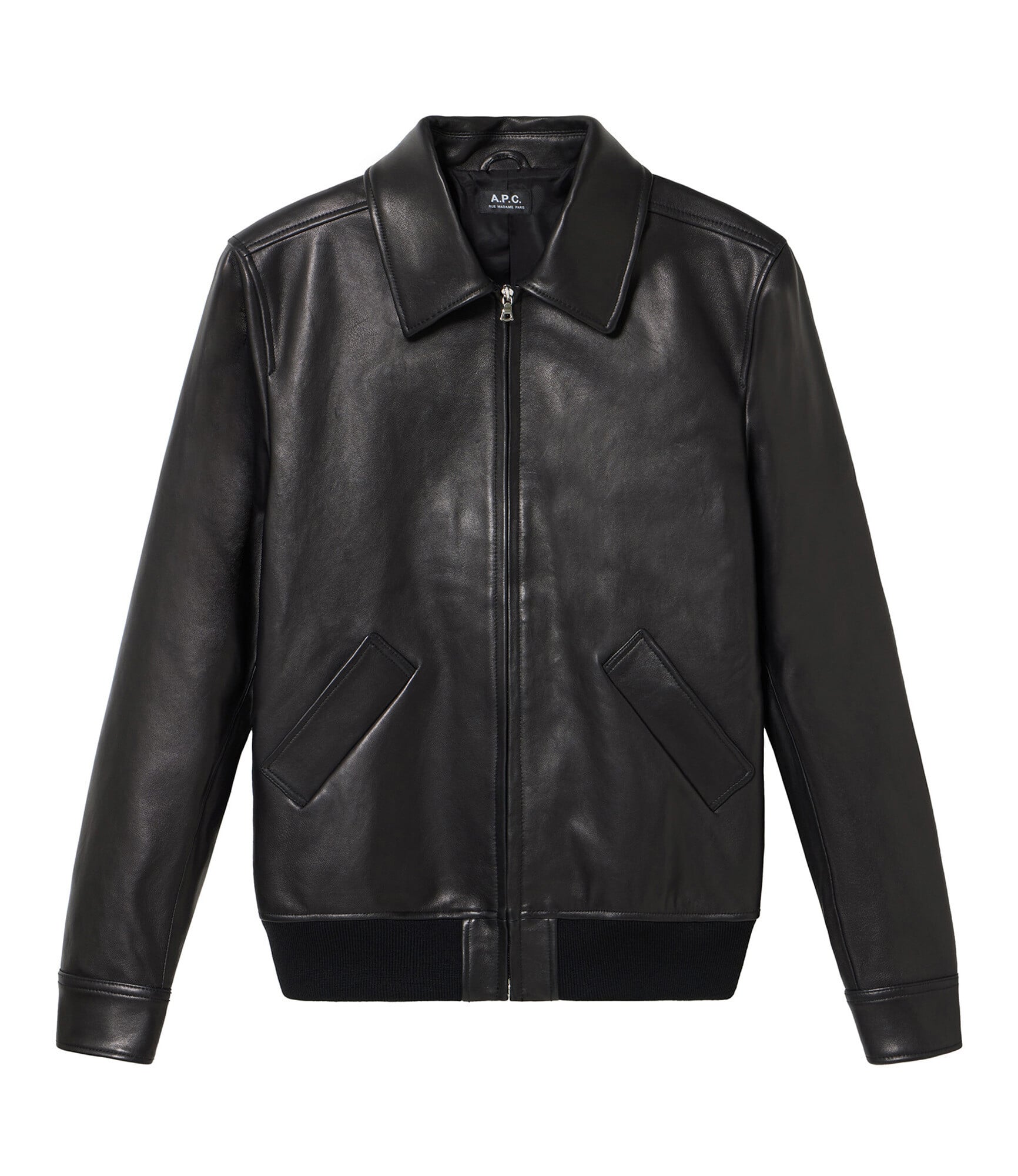 美品　A.P.C. ブラックレザーシングルライダースジャケット M モトブルゾン｜HOMME ｜A.P.C. | アーペーセー日本公式