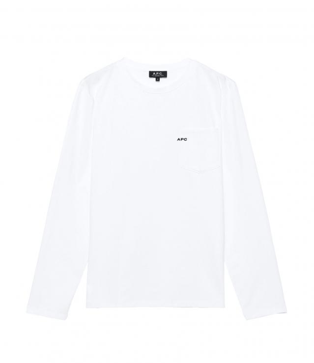 刺繍入りポケット付長袖Tシャツ